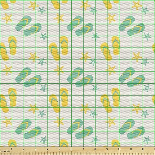 Miniatura 272 de Ambesonne Tela Geométrica por Yarda, Diseño Monocromo Patrón Abstracto de Líneas Continuas sobre Fondo Liso, Tela de Punto Elástico para Ropa