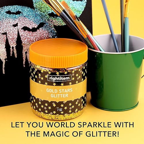 Miniatura 6 de Purpurina de uñas  Brillantina gruesa de estrellas doradas en tarro  7 onzas de purpurina navideña para manualidades, purpurina para limo  Purpurina