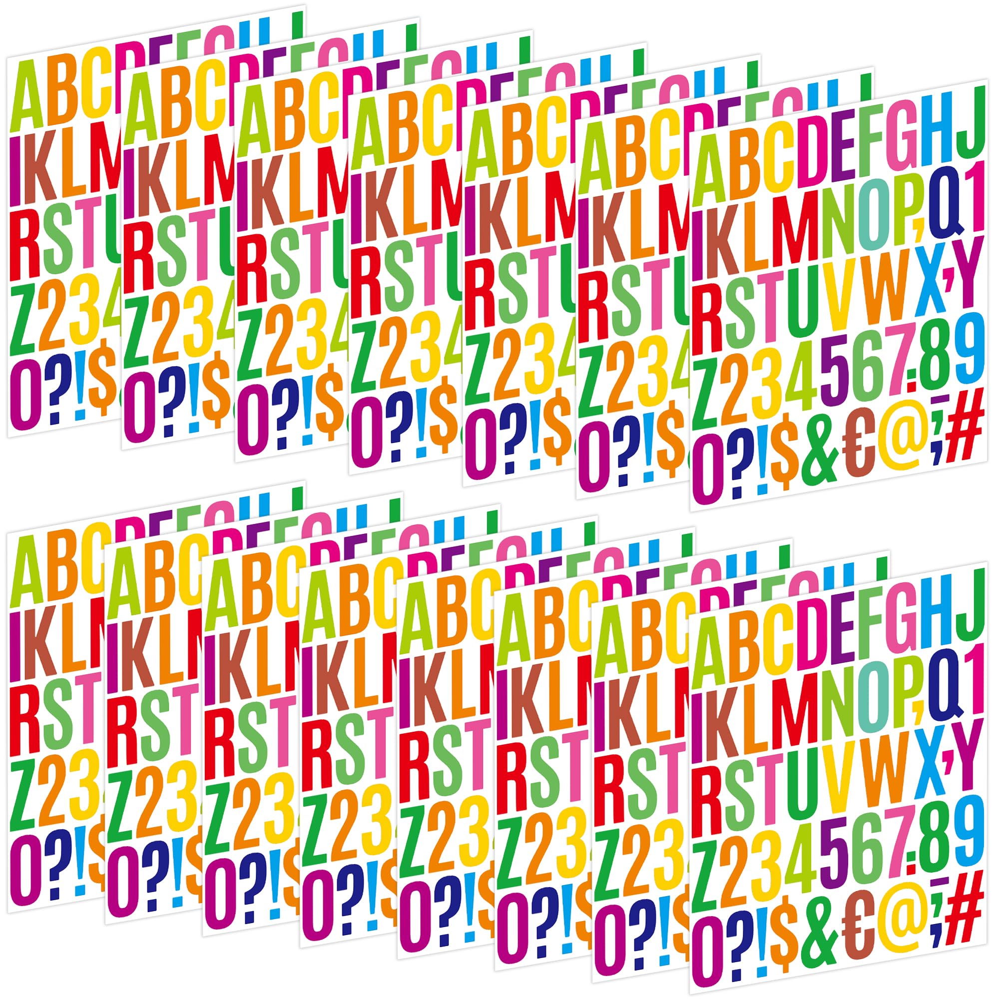 Letter Stickers 15 Sheets 750 PCS Alphabet Number Stickers 2 Inch Vinyl Self Adhesive Stick on Letters for Water Bottles Scrapbooking Cup Mailbox