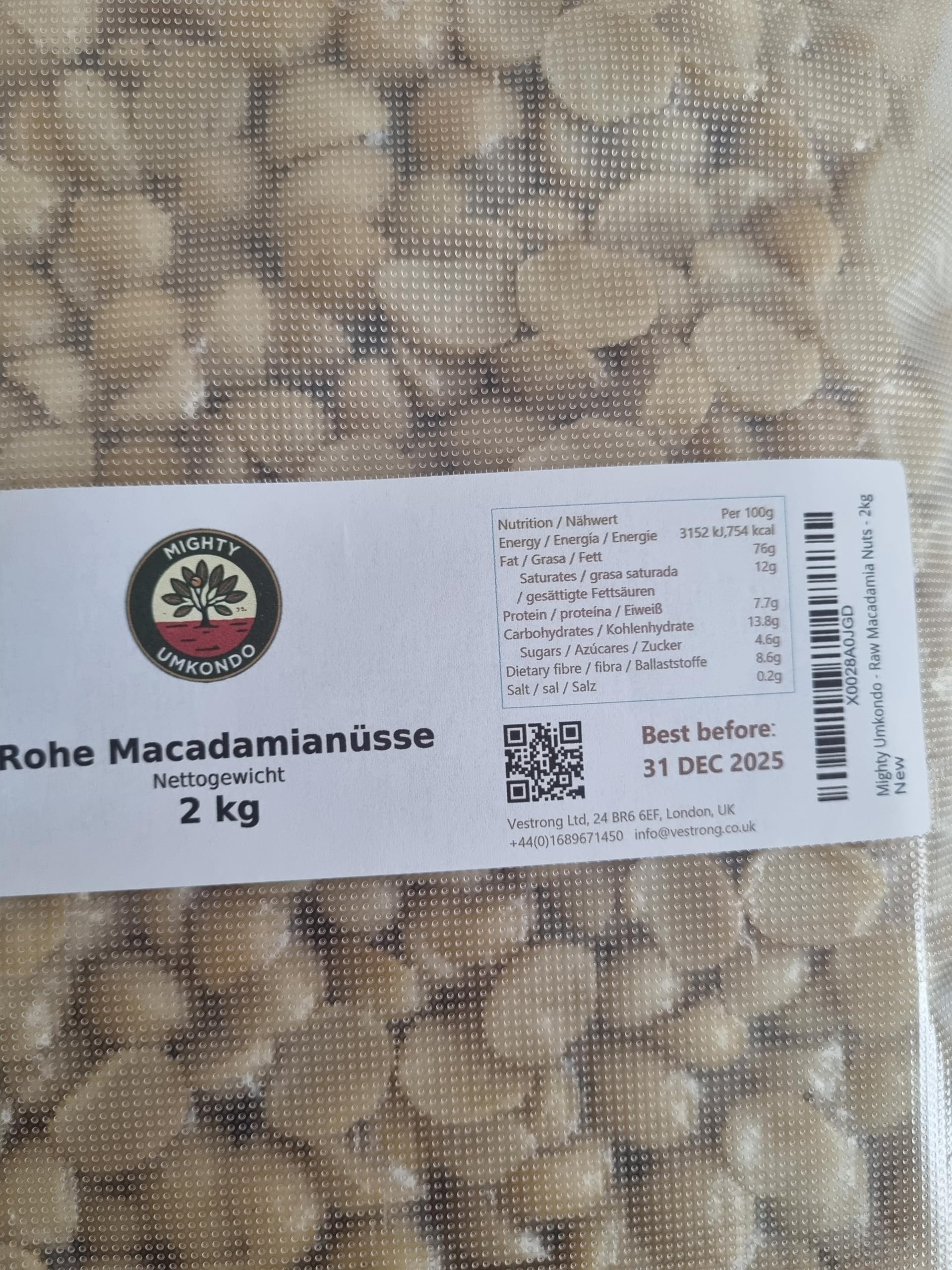 Mighty Umkondo - Nueces de Macadamia Crudas - 2kg