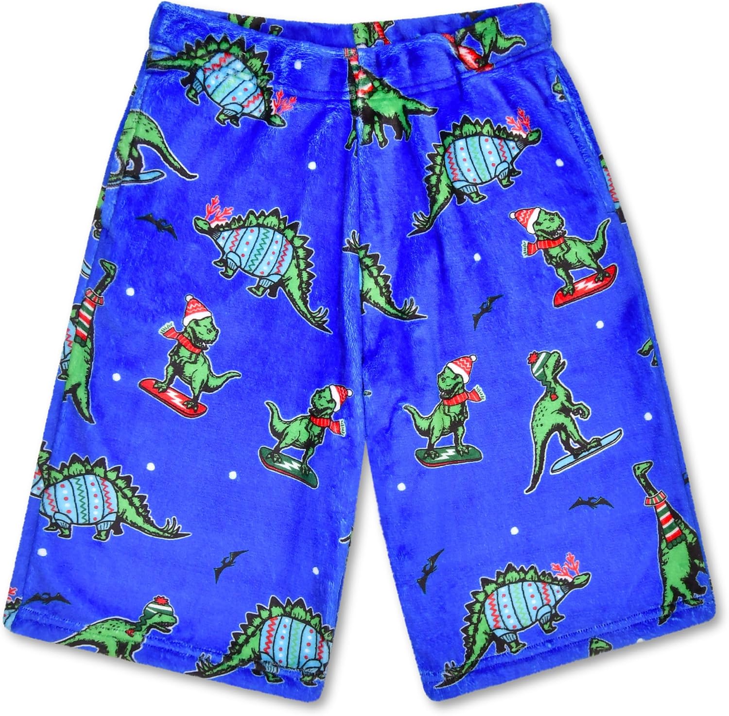 iscream Big Boys Silky Soft Plush Fun Print Fleece Shorts - Holiday Fun Collection