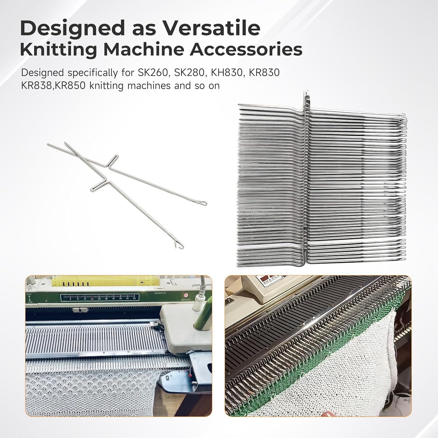 50Pcs Knitting Needles 5.39" Knitting Machine Needle Steel Needles Set Weaving Needles Knitting Machines Accessories Sewing Craft Tools for Brother KH820 KH830 KH860 KH881 KH868 KH940 KH970