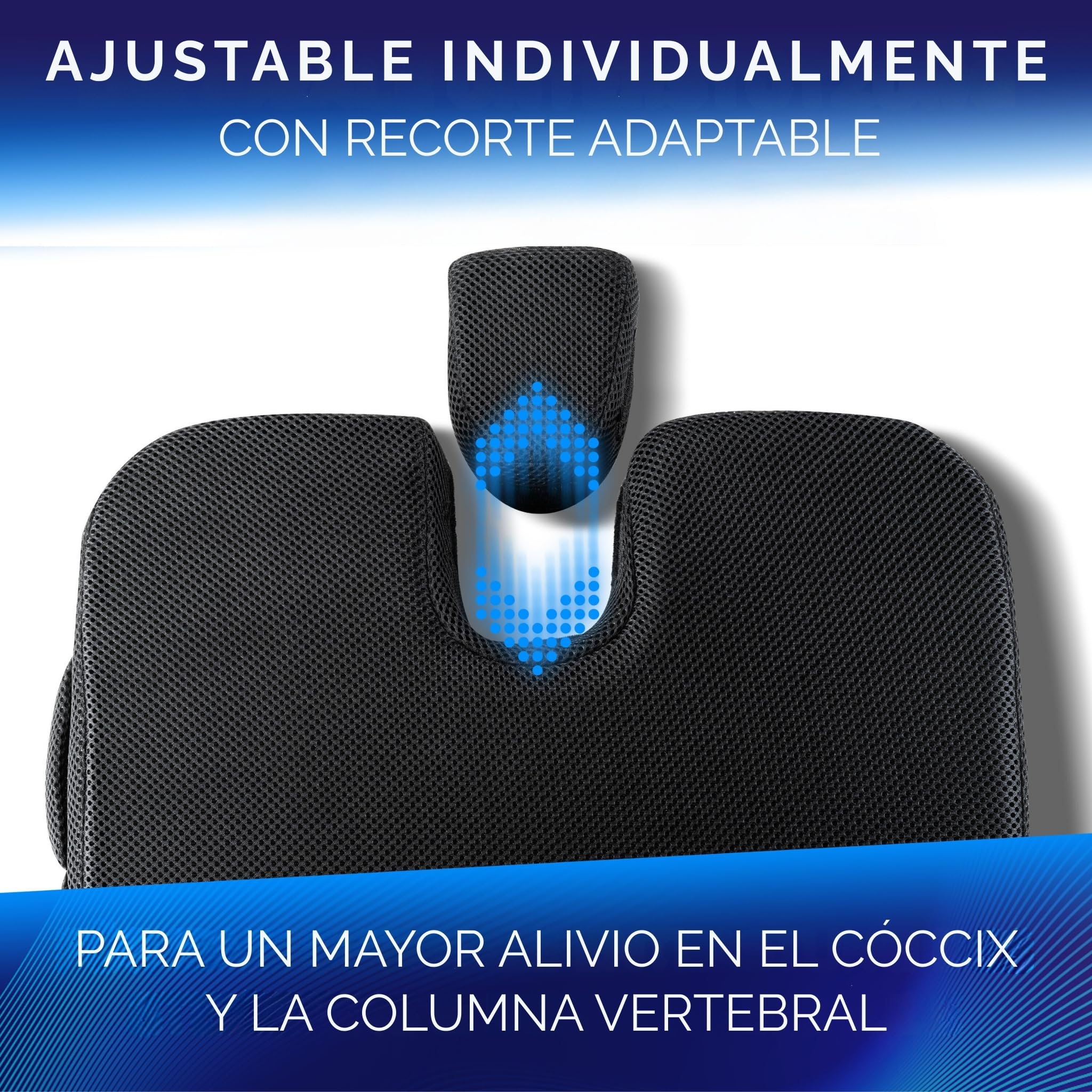 Healthfix Cojín de asiento de cuña – Silla ortopédica de espuma viscoelástica y cojín de coche | Cuña ergonómica para asiento de oficina, conducción y hogar | Mejora la postura y alivia el dolor de