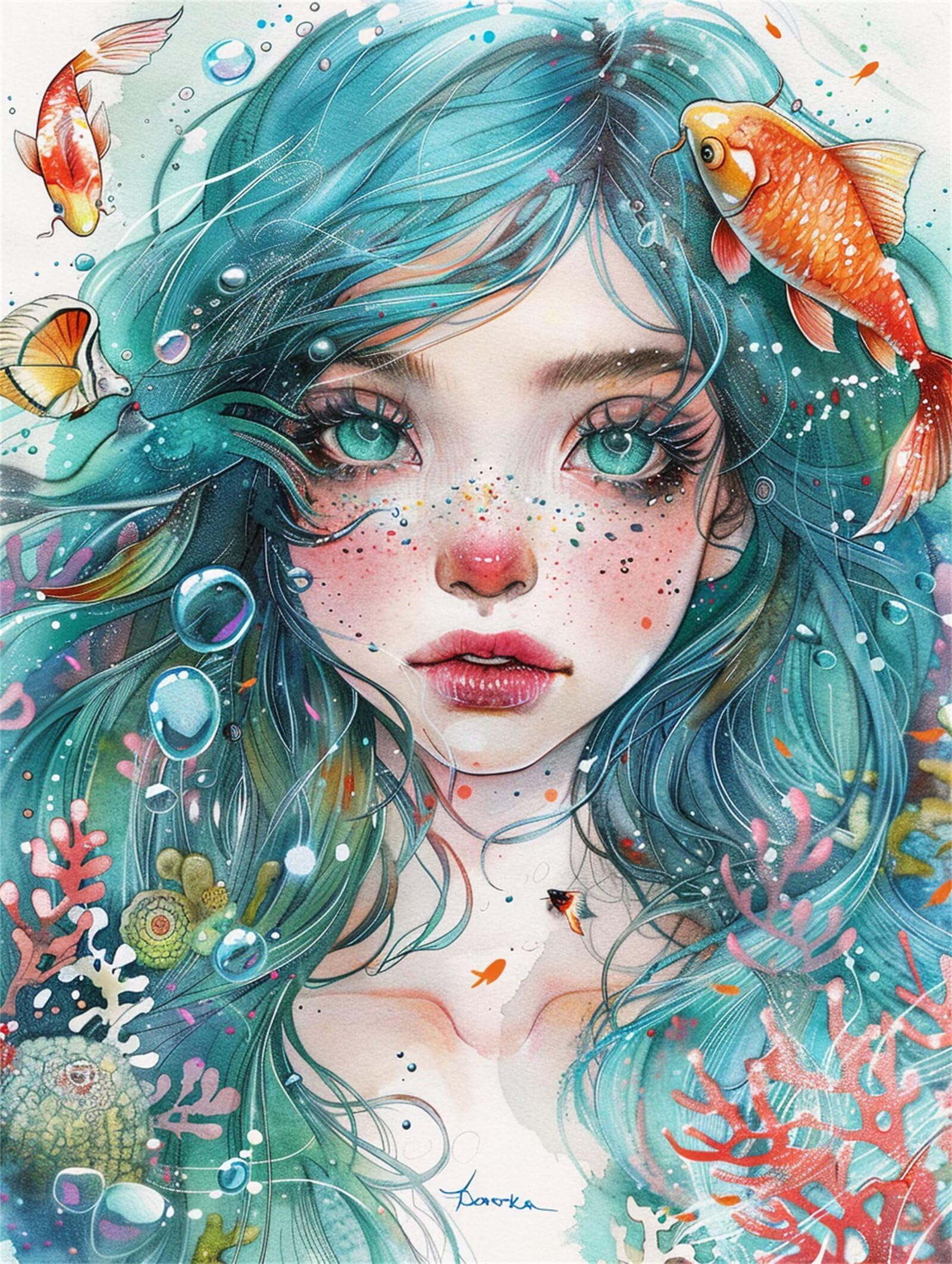 Dipingere con i Numeri per Adulti ragazza Paint by Numbers Kit pesce rosso Fai da te Hobby Creativi Adulti,Dipingi con i Numeri con Pennelli e Acrilici,Decor della Parete di Casa Regalo 90x120cm M-448
