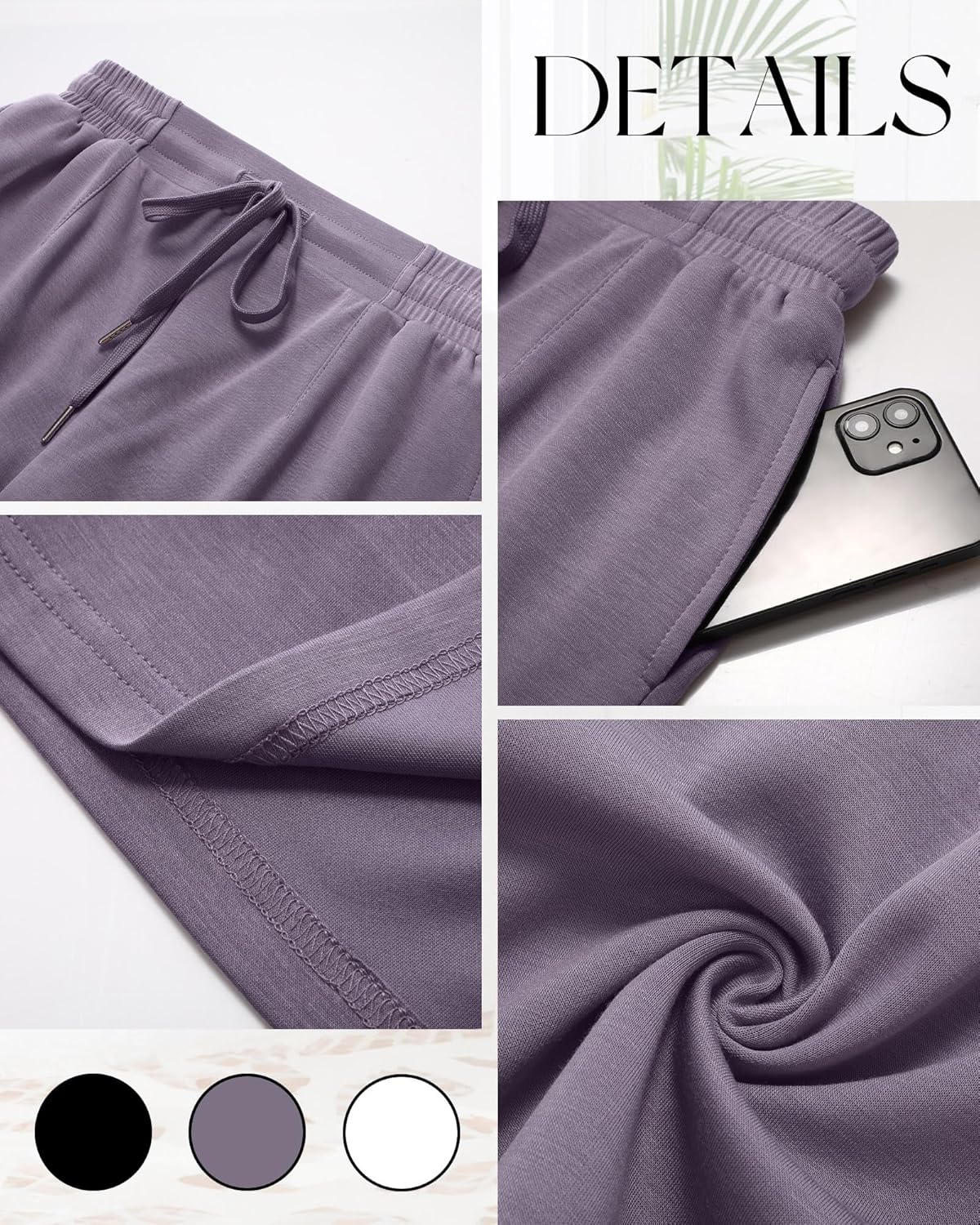 Neer 3 Pack Women's Lounge Shorts, Drawstring Workout Casual Summer Athletic Running Sweat Shorts with Pockets - Image 3