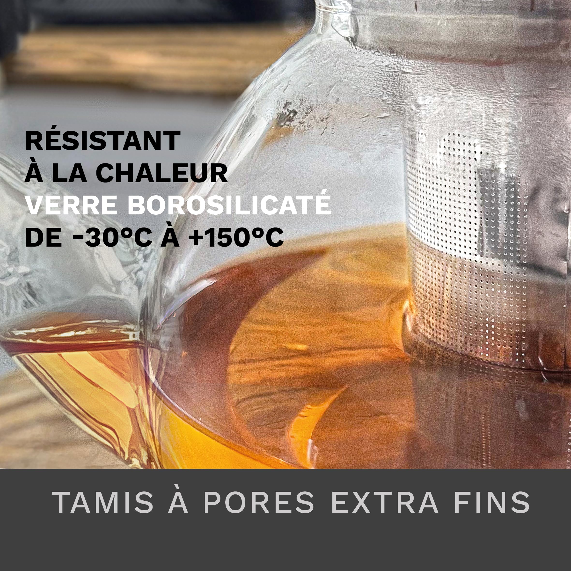 Creano Théière 1,6 l en verre anti-goutte avec filtre inox intégré et couvercle en verre – élégante et résistante à la chaleur – pour thé en vrac, thé en fleurs et tisanes