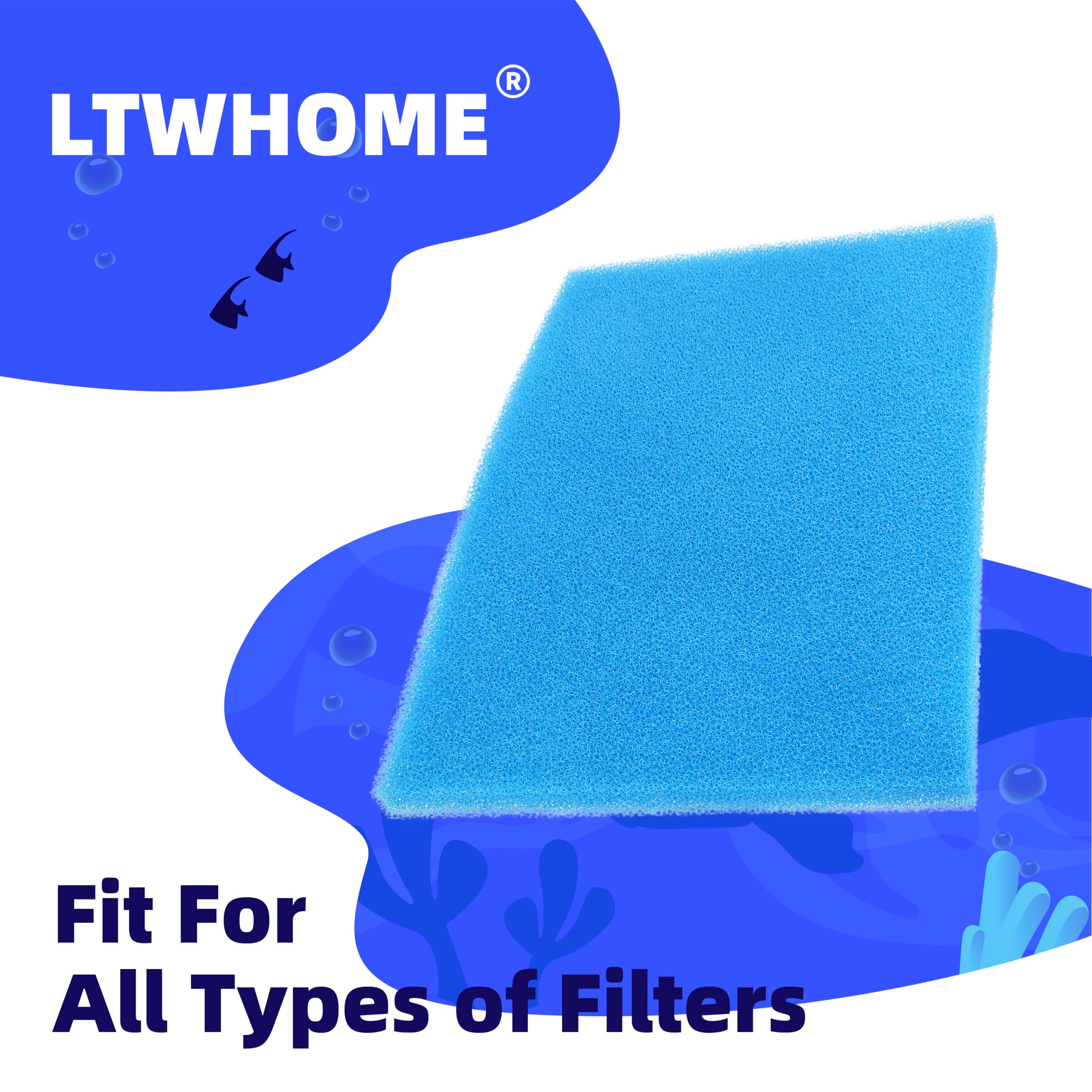 LTWHOME DIY Coarse Foam Sheet Filter Pad Sponge, Filter Accessories for Fish Tank and Koi Pond 460mm x 300mm(Pack of 1) - Image 3