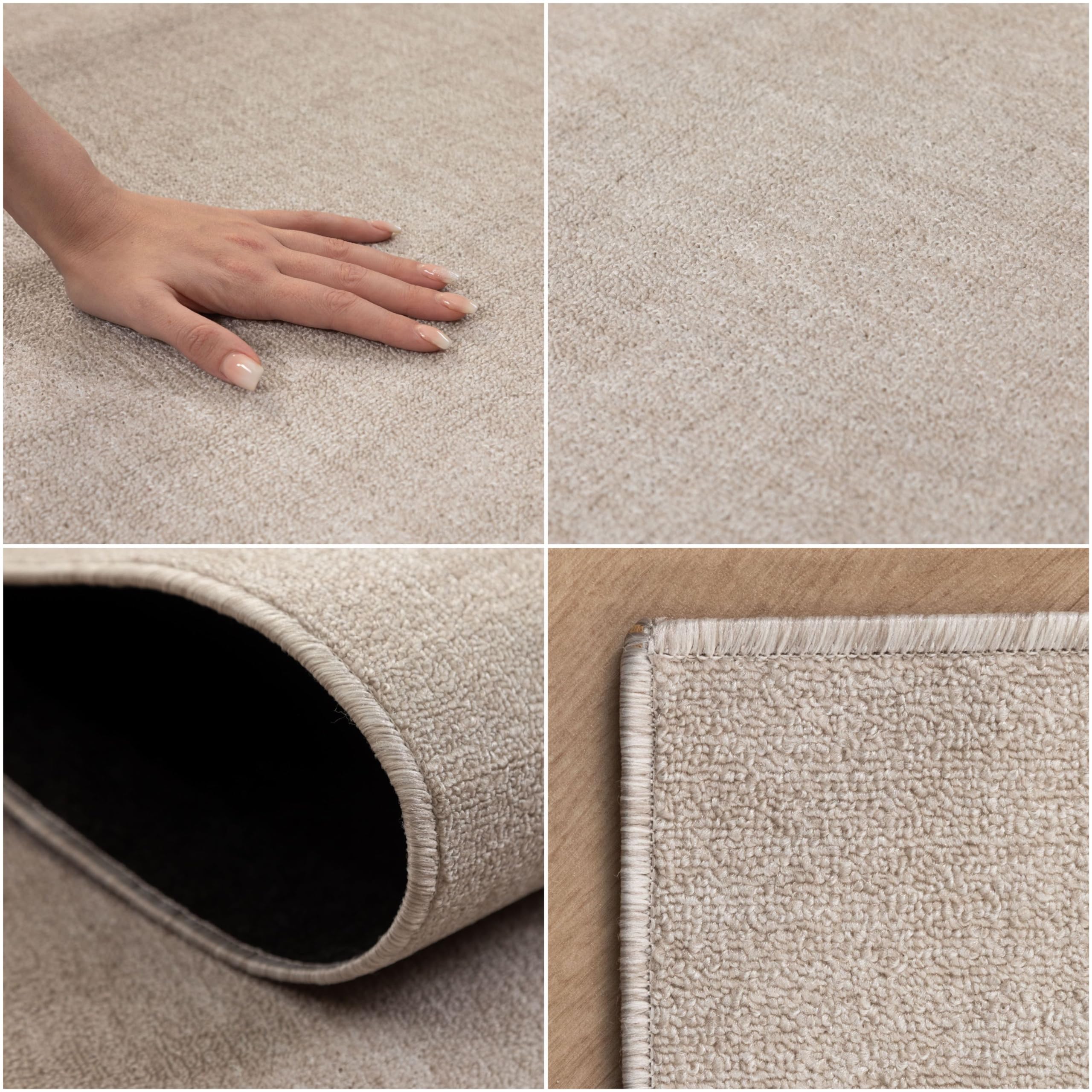 SIMPEX Tapis 240x340 cm Crème, Bouclé Uni à Poils Courts pour Salon Spacieux ou Loft, Moderne et Durable
