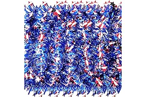 WILLBOND 4th of July Tinsel Garland - US Patriotic Decoration for Independence...