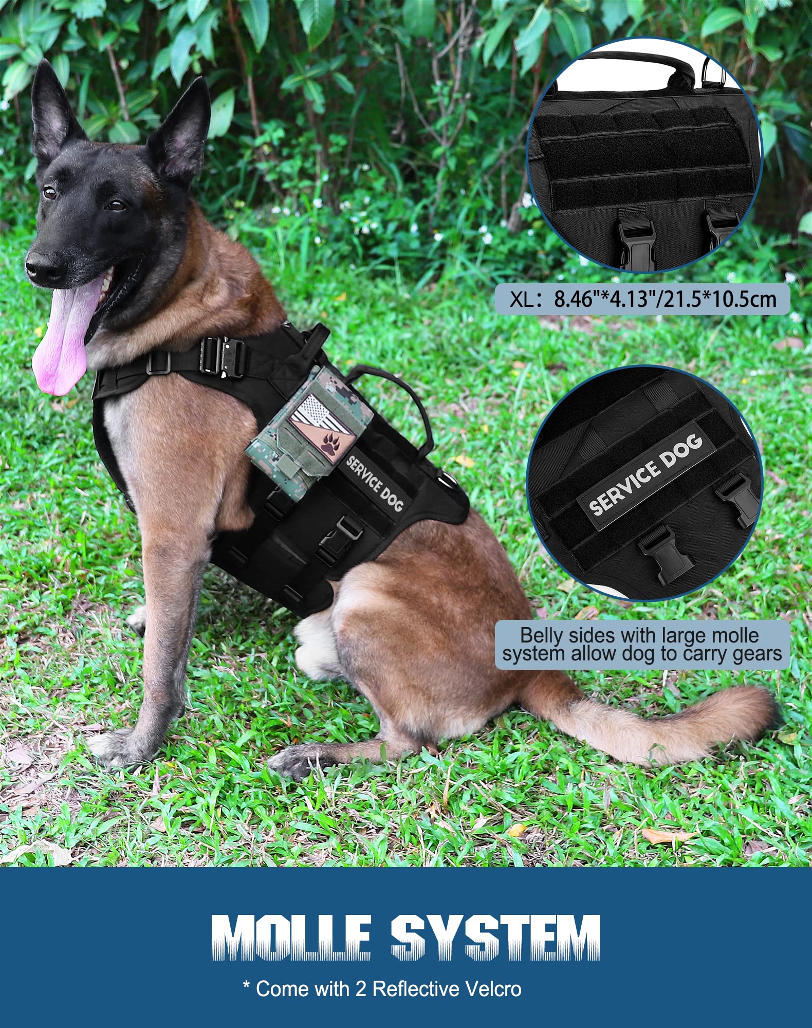 Arnés táctico para perros grandes (negro, XL)