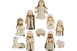 Raz Imports Nativity Winter Cottage 8.75-Inch Christmas Nativity Set with Stable, Holy...
