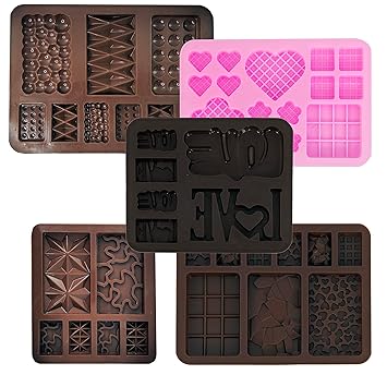 Multi Chocolate Bar Mould/Chocolate Making and Shaping Mould/Love Mould Waffle Shape Chocolate Mould for Jelly, Candy, Fondant (Silicone Chocolate Bar Mold)