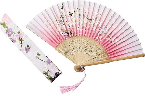 Amazon Co Jp 扇子 シルク扇子おしゃれ 扇子セット かわいい桜模様 扇子和服用 袋付き レディース用 母の日父の日 誕生日 花火大会 プレゼント お中元内祝いギフト 暑さ対策 12種類 ピンク ファッション