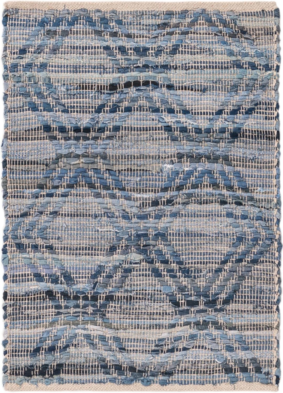 Unique Loom Chindi Cotton Collection Area Rug - Sally (2' 2" x 3' 1" Rectangle, Denim blue)
