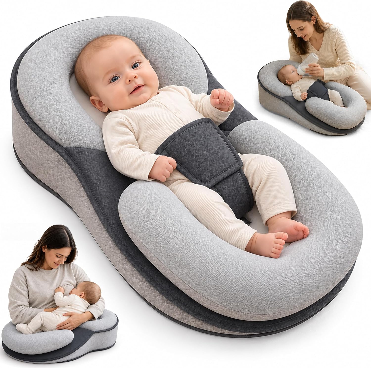 Baby Feeding Pillow, 15° Wedge Design for Nursing & Tummy Time