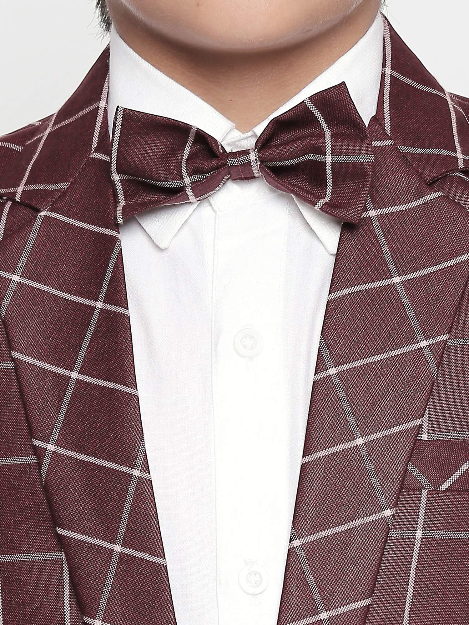 Jeetethnics Boys Purple Checked Coat Suit Set with Shirt and Trousers (9075J) 3