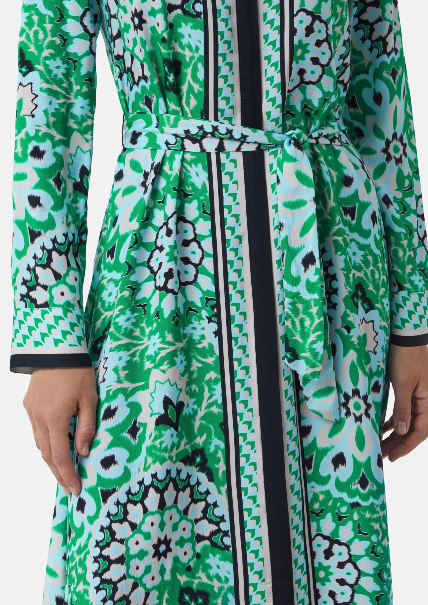 Comma Midi-Kleid mit verdeckter Knopfleiste und All-Over-Print