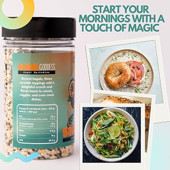 Bagel Goddess Sprinkles - Bagel Style Seasoning Blend - Versatile & Crunchy Topping For Salads, Meats, Sandwiches, Veggies - Large Jar - 160 G