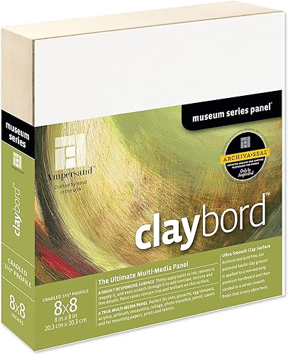 Miniatura 58 de Ampersand Art Supply Panel de pintura de madera: Serie Museo Claybord, 6 "x 6", 3/4 "Perfil acunado Perfil con cuna de 3/4