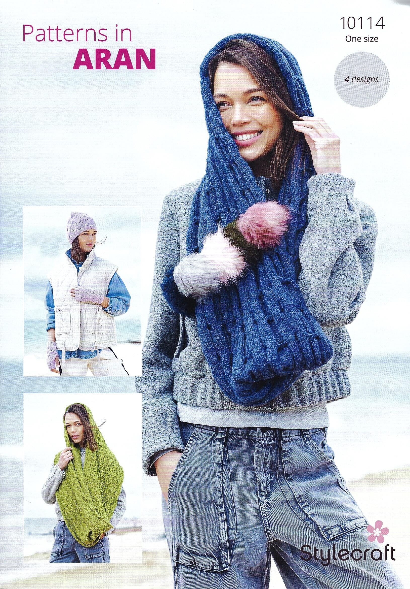 Stylecraft Knitting Pattern 10114 – Ladies Slouch Hat, Wristwarmers, Snood, and Scarf/Snood in Stylecraft Aran Yarn