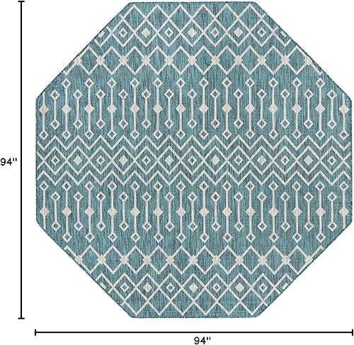 Vista 669 de Unique Loom Alfombra Colección enrejado Marroquí Celosía Transicional Interior y Exterior, Polipropileno Gris carbón/natural