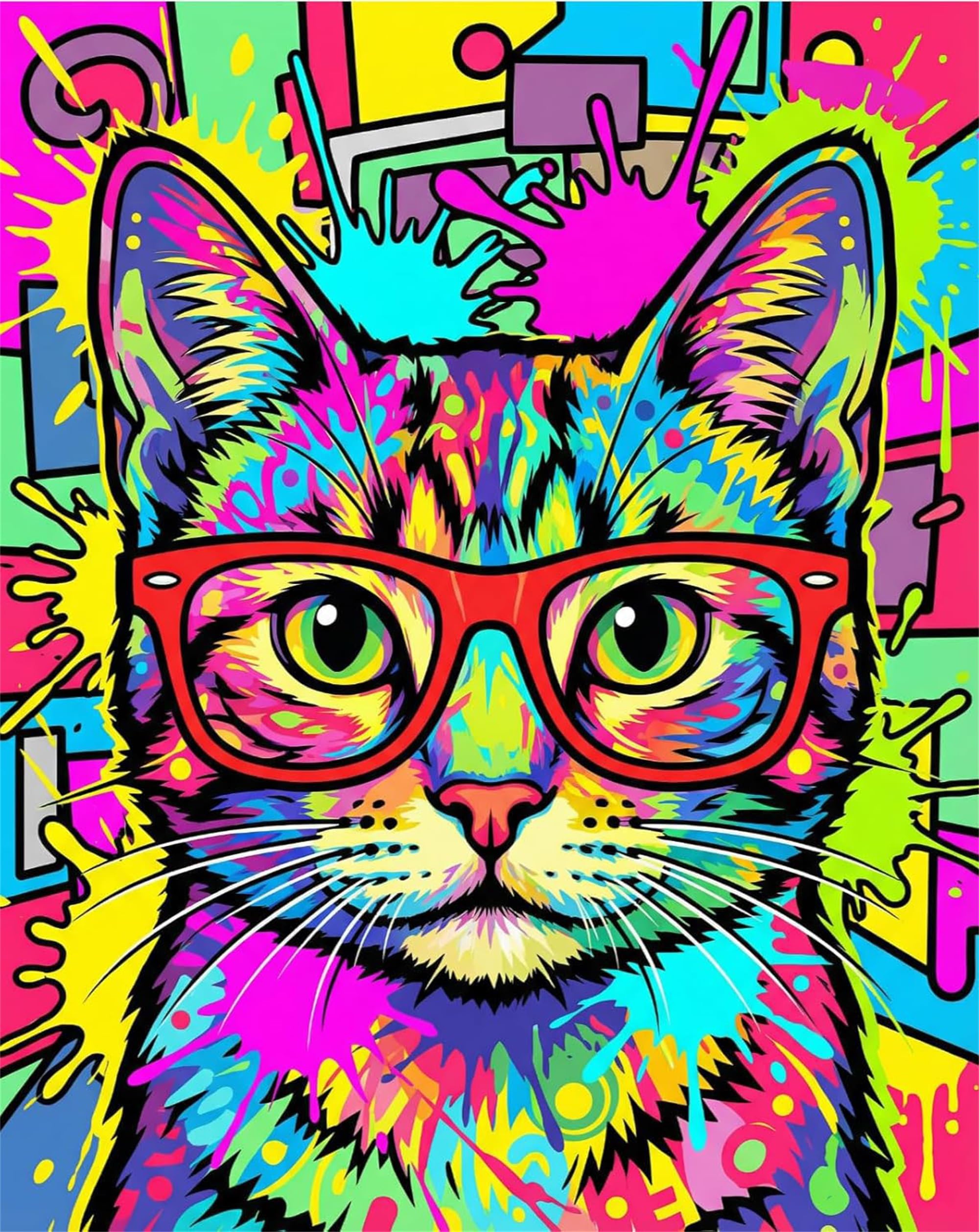 Niasansi DIY Paint by Numbers for Adults,Cat Painting by Number Kits on Canvas,Color by Numbers for Beginner,Gifts Decor for Home Wall Room (cat)