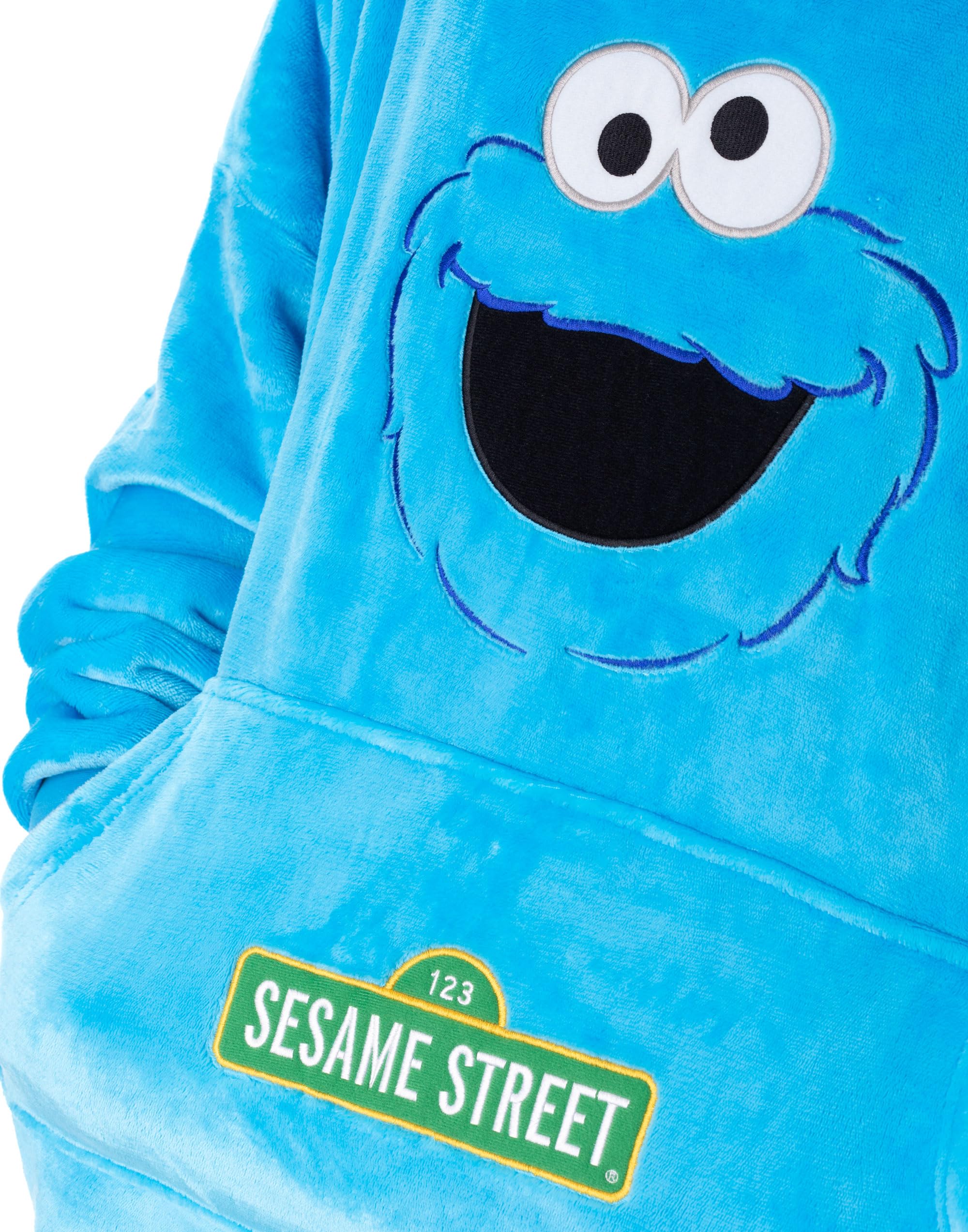 Sesame Street Cookie Monster Unisex Wearable Blanket Hoodie, Blue - Image 4