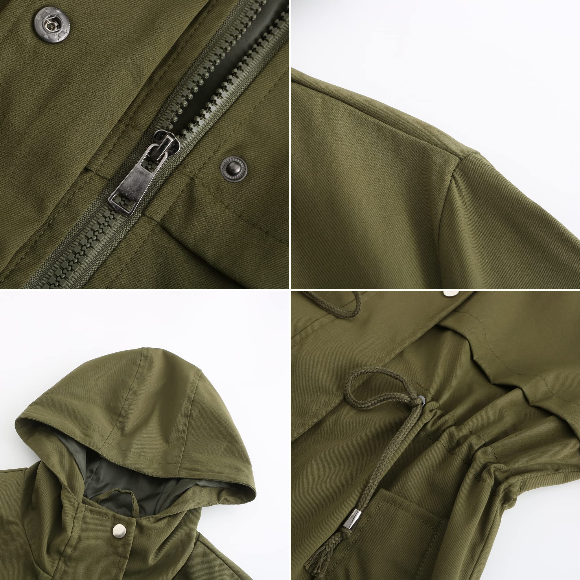 Veste de Pluie Femme Coupe-Vent Imperméable Parka Casual Respirante avec Cordon de Serrage Réglable Veste de Pluie à Capuche