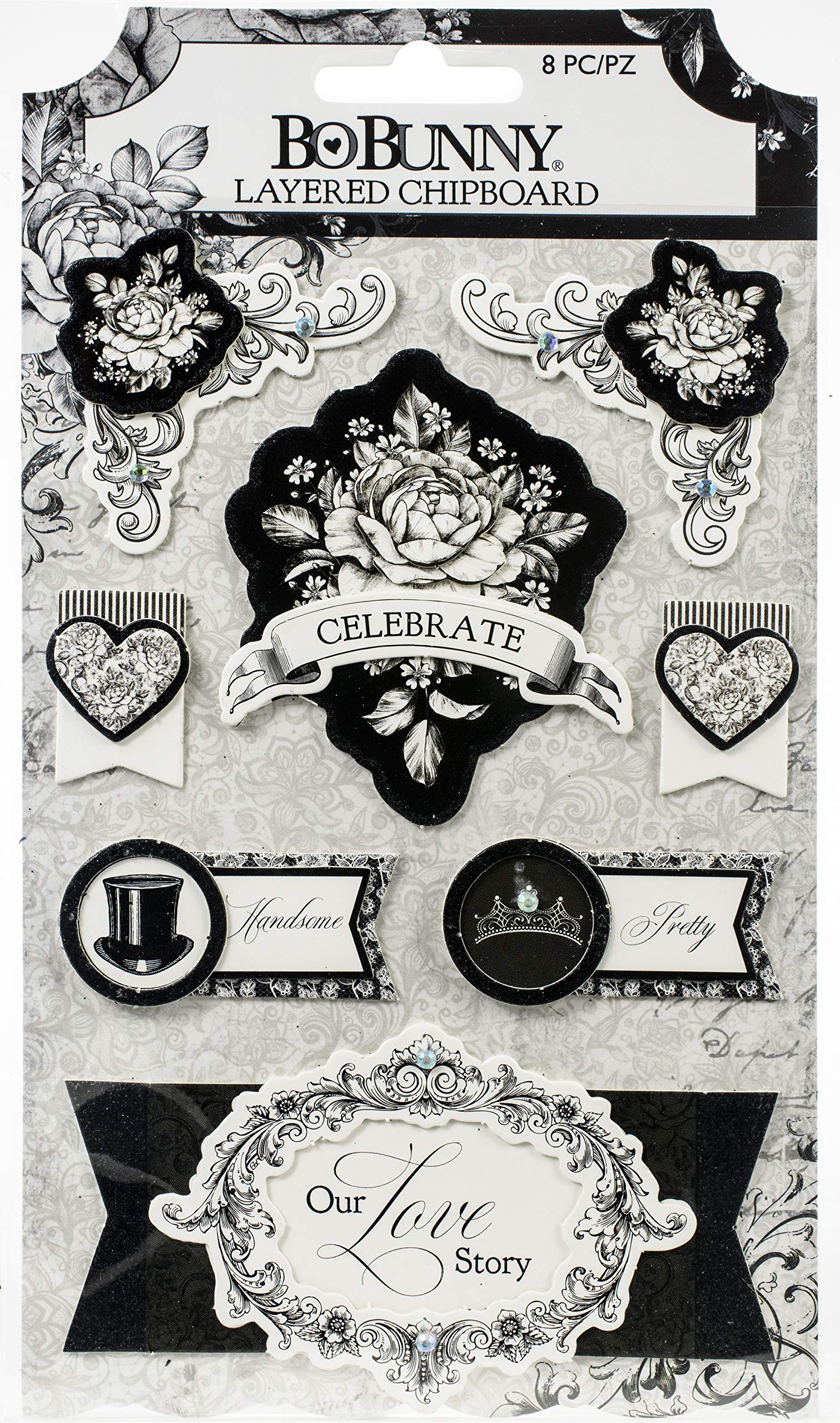 BoBunny Tux & Tiaras couche autocollante paillettes noires unique