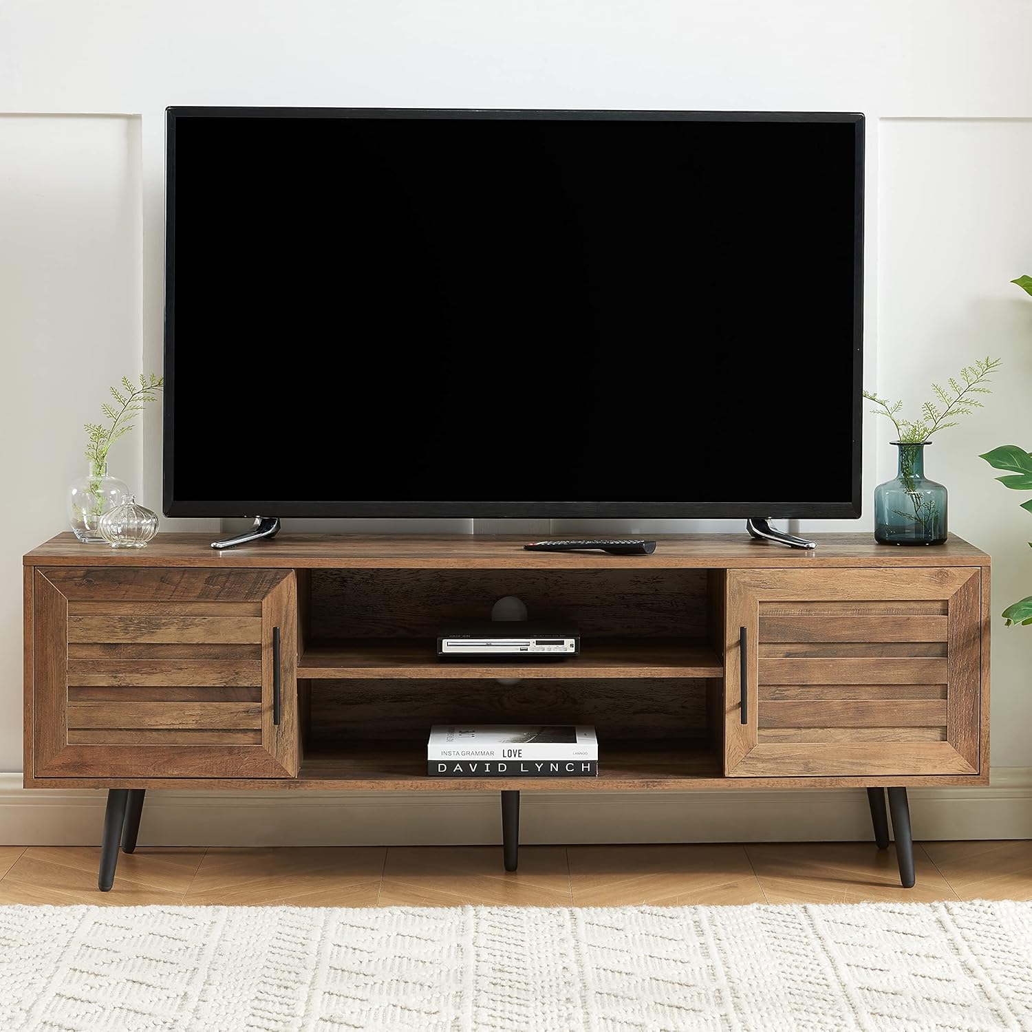 EDYO LIVING 21" H Mid Century Modern TV Stand, Wood TV