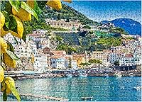 Vista 1 de MyPuzzle - Vista panorámica de la hermosa Amalfi en colinas que conducen a la costa, Campania, Italia, rompecabezas prémium de 500 piezas
