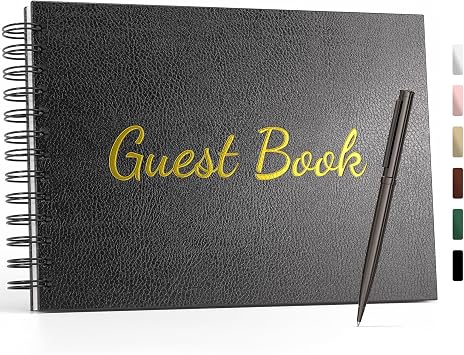 WEMATE Wedding Guest Book,Leather Wedding Receptions,Suitable for Baby Showers,Birthday and Special Events,Polaroid Guest Book with A Pen,136 Blank&Lined Pages for Sign in and Photos 7x10