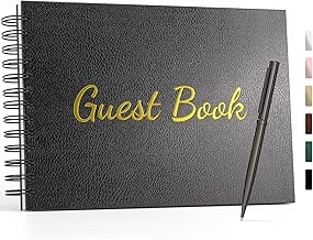 WEMATE Wedding Guest Book,Leather Wedding Receptions,Suitable for Baby Showers,Birthday and Special Events,Polaroid Guest Book with A Pen,136 Blank&Lined Pages for Sign in and Photos 7"x10"