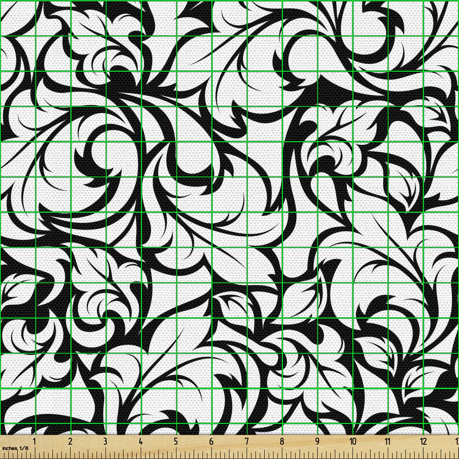 Ambesonne Floral Fabric by The Yard, Monochrome Leaves Abstract Design Botanical Arrangement Gardening Inspiration Print, Decorative Fabric for Upholstery and Home Accents, 1 Yard, Black White