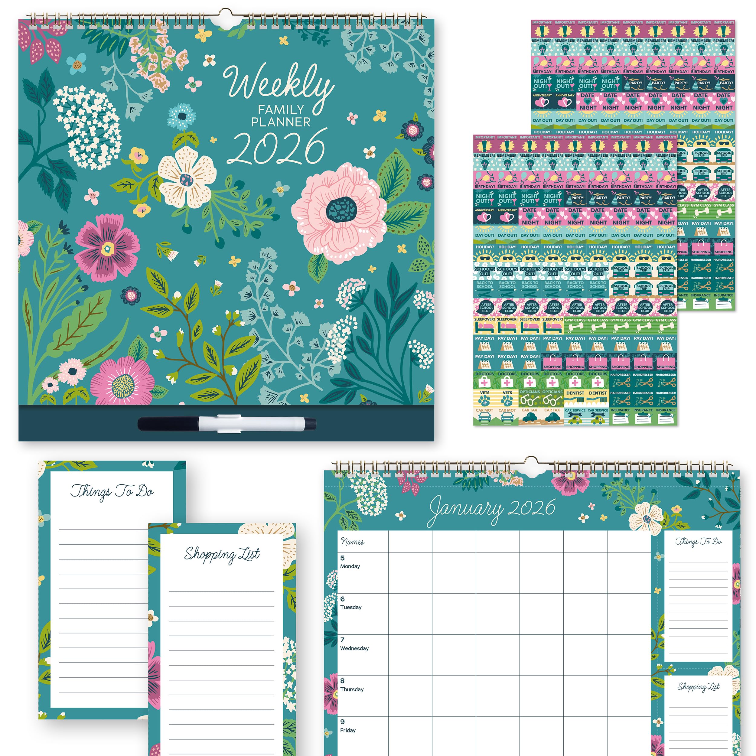 Calendario De Pared 2026 Nueva York Limelight - 16 Meses, Cuadrícula Grande, Papel FSC, Ideal Para Hogar Y Oficina