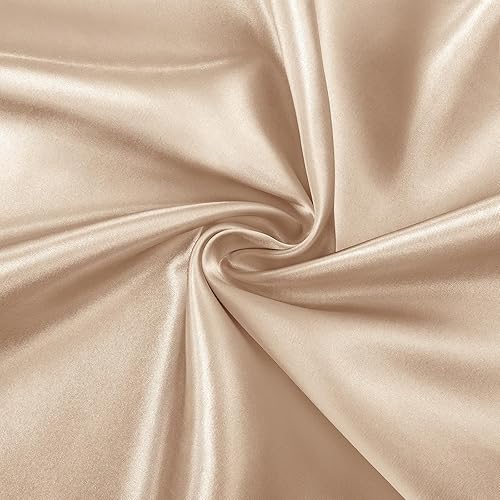 Miniatura 6 de SiinvdaBZX Juego de 3 piezas de sábana bajera de satén tamaño matrimonial y 2 fundas de almohada, sábana bajera suave y sedosa color beige, sin