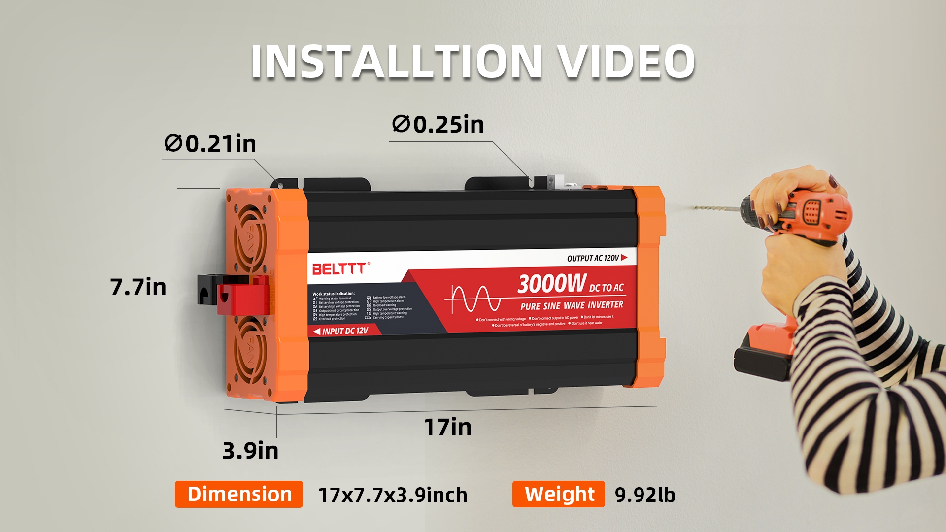 Amazon.com: BELTTT 3000W Pure Sine Wave Inverter 12V DC to 120V AC