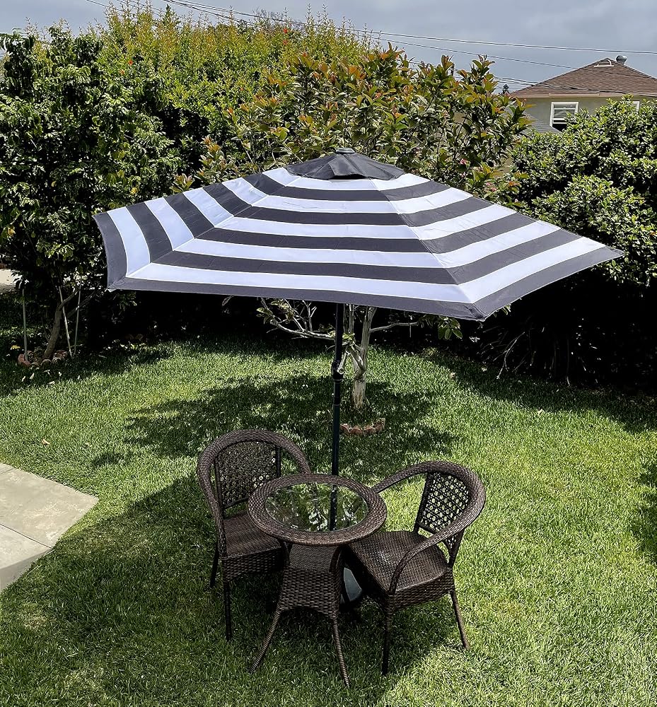 9ft patio umbrella replacement canopy 6 ribs in black BELLRINO DECOR 9 ft BLACK/WHITE STRIPE STRONG & THICK in (Canopy Only) : Patio, Lawn & Garden material:thermolite Eagle Claw Trailmaster Spin/Fly Options:Red Carbon Designed for convenience