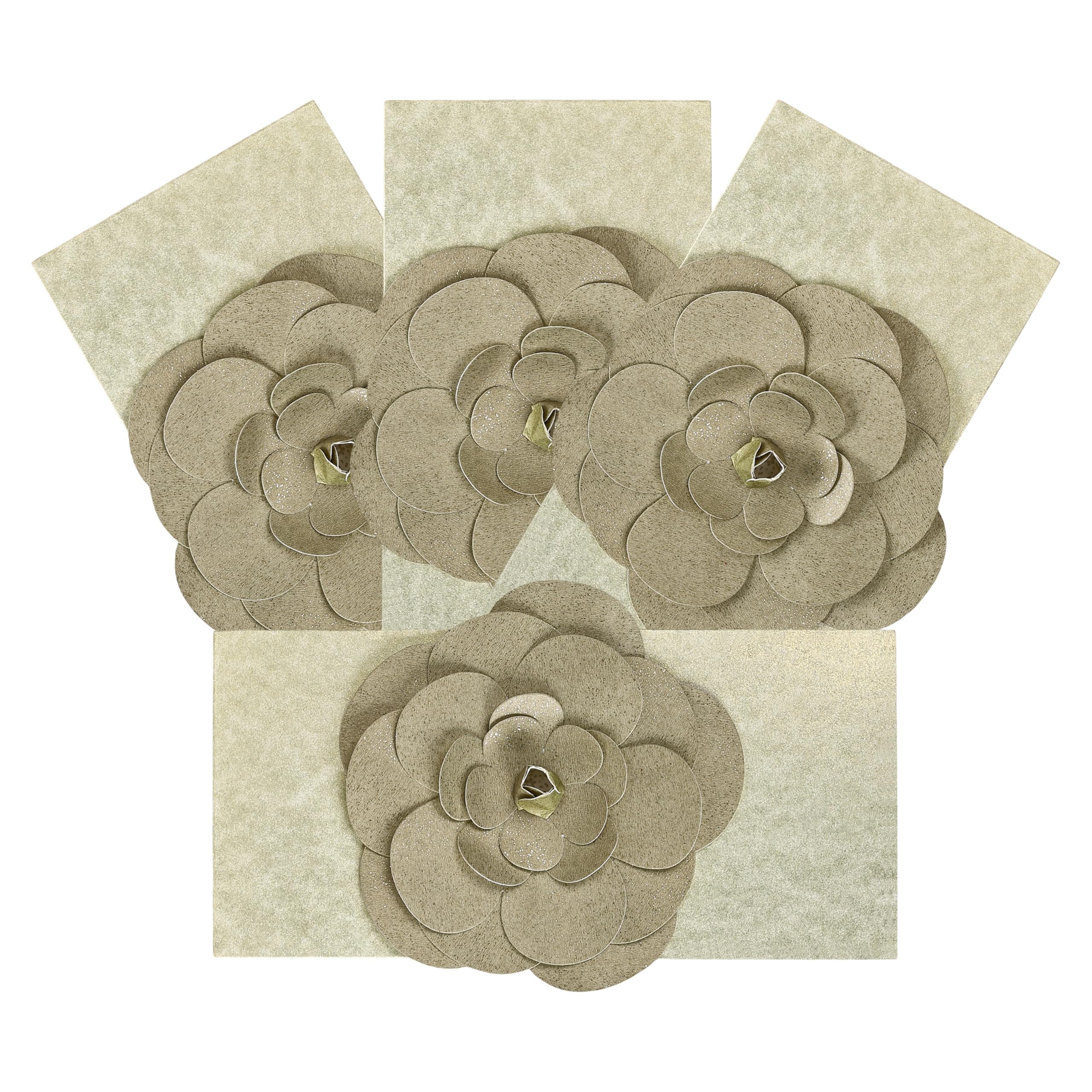 Kidsy Winsy Pack of 4 (3.5 x 7.5 Inches) Gold Flower 3 Fold Shagun Envelopes for Gifting Money | Wedding, Birthday, Sagan Cash Gift Envelopes | Designer Money Envelope for Cash Gifts