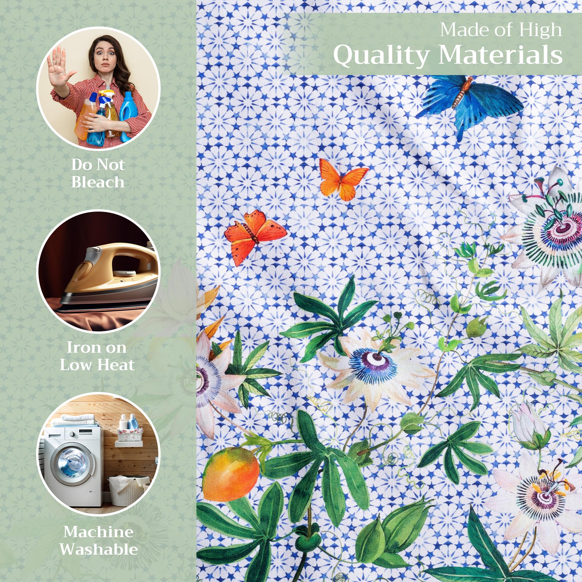 Maison d' Hermine Servilletas de tela (45 cmx45 cm) 100 % algodón, lavables, restaurante y camping, pasiflora – primavera/verano (juego de 4 unidades)