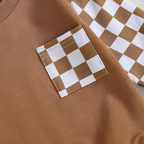 Vista 6 de BeQeuewll - Ropa de otoño-invierno para bebé y niño pequeño, 2 piezas sudadera de cuello redondo con bloques de color y pantalones de sudadera, ropa