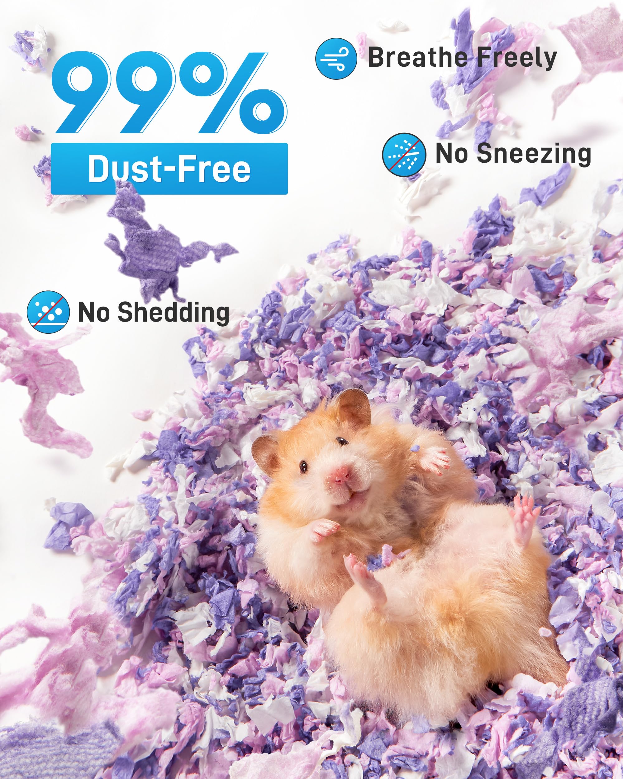 BUCATSTATE Litières pour Hamsters 70L, Super Absorbante & 99,9% sans Petit Animal Papier Poussière pour Souris, Rats, Rongeurs, Cochon d'Inde, Chinchilla