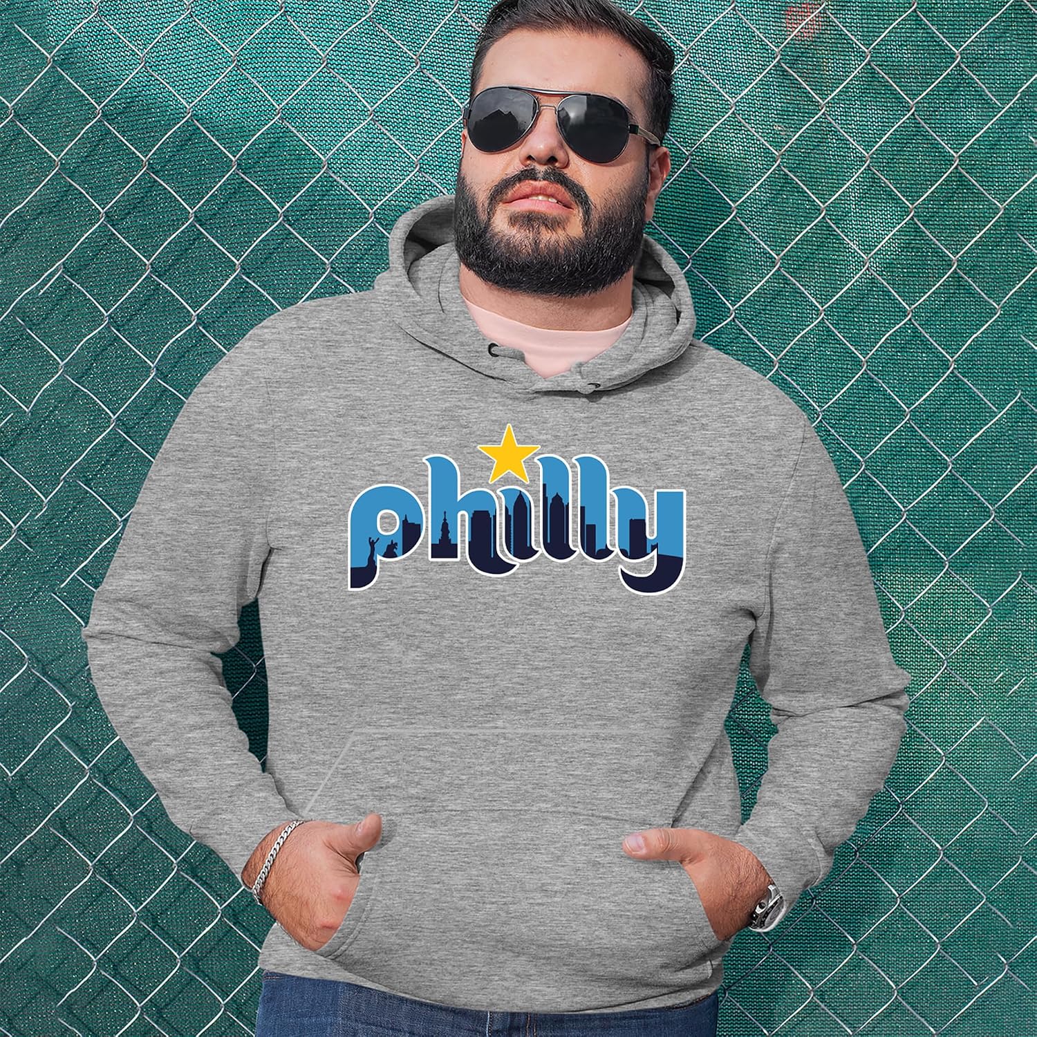Skyline Philly Philadelphia Unisex Adult Hoodie, Soft Fleece, Graphic Pullover