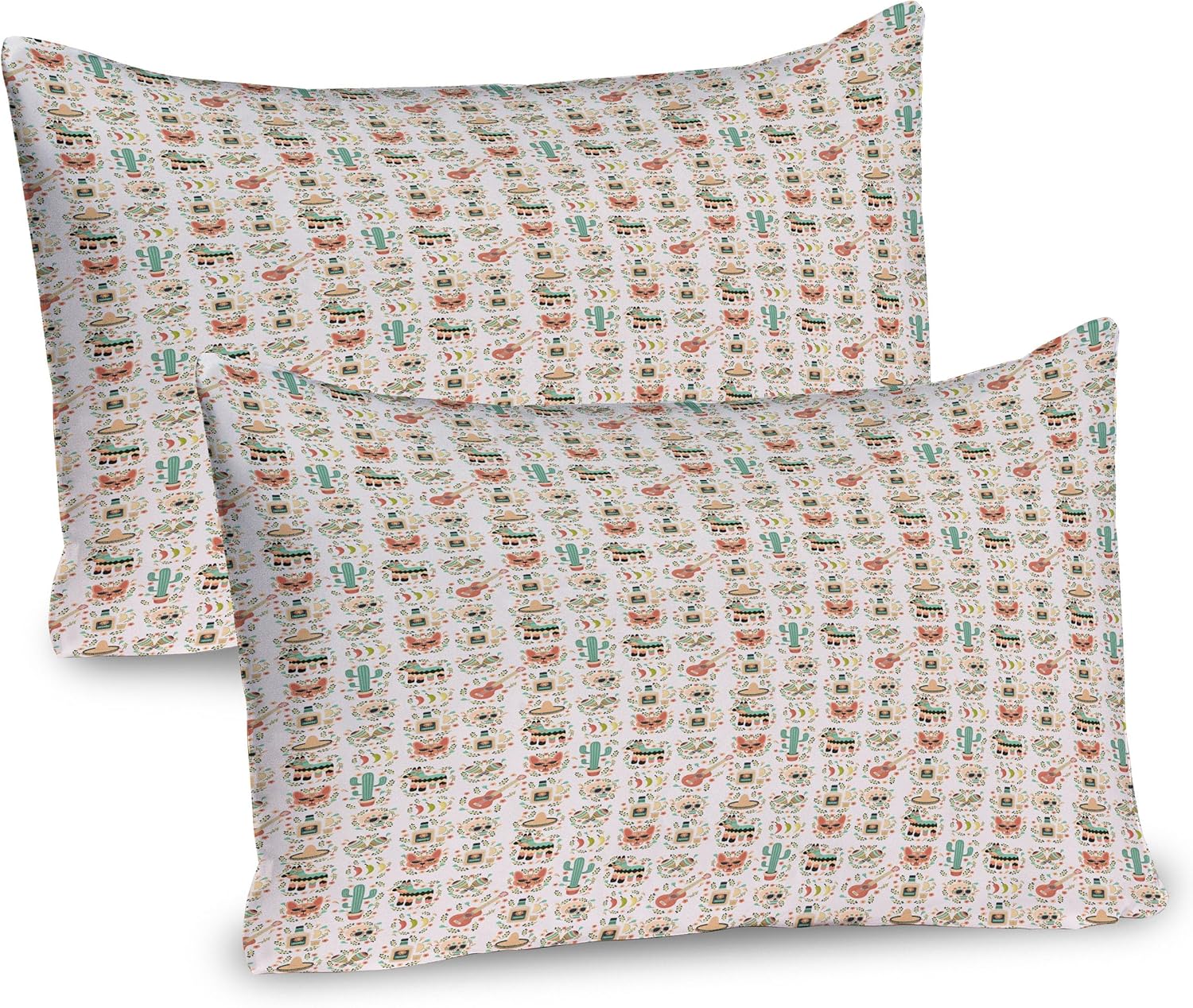 Ambesonne Botanic Pillow Sham Set of 2, Pastel Leafage Motifs Even Pinnate Palmate Eco Fan Palm Monstera Exotic, Quality Microfiber Bedding Item for All Seasons, 36" x 20", Sea Green and White