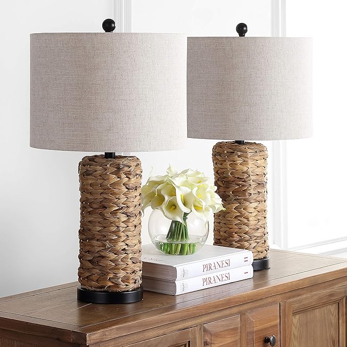 JONATHAN Y JONATHAN Y JYL6502A-SET2 Set of 2 Table Lamps Elicia 25" Sea Grass LED Coastal for Bedroom, Living Room, Office, College Dorm, Coffee Table, Bookcase photo 2