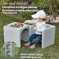 Vista 5 de ECR4Kids Tri-Me 3 en 1 silla cubo, muebles para niños, gris claro