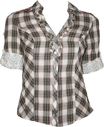 Debenhams Roll-Up Sleeve Check Blouse-8 