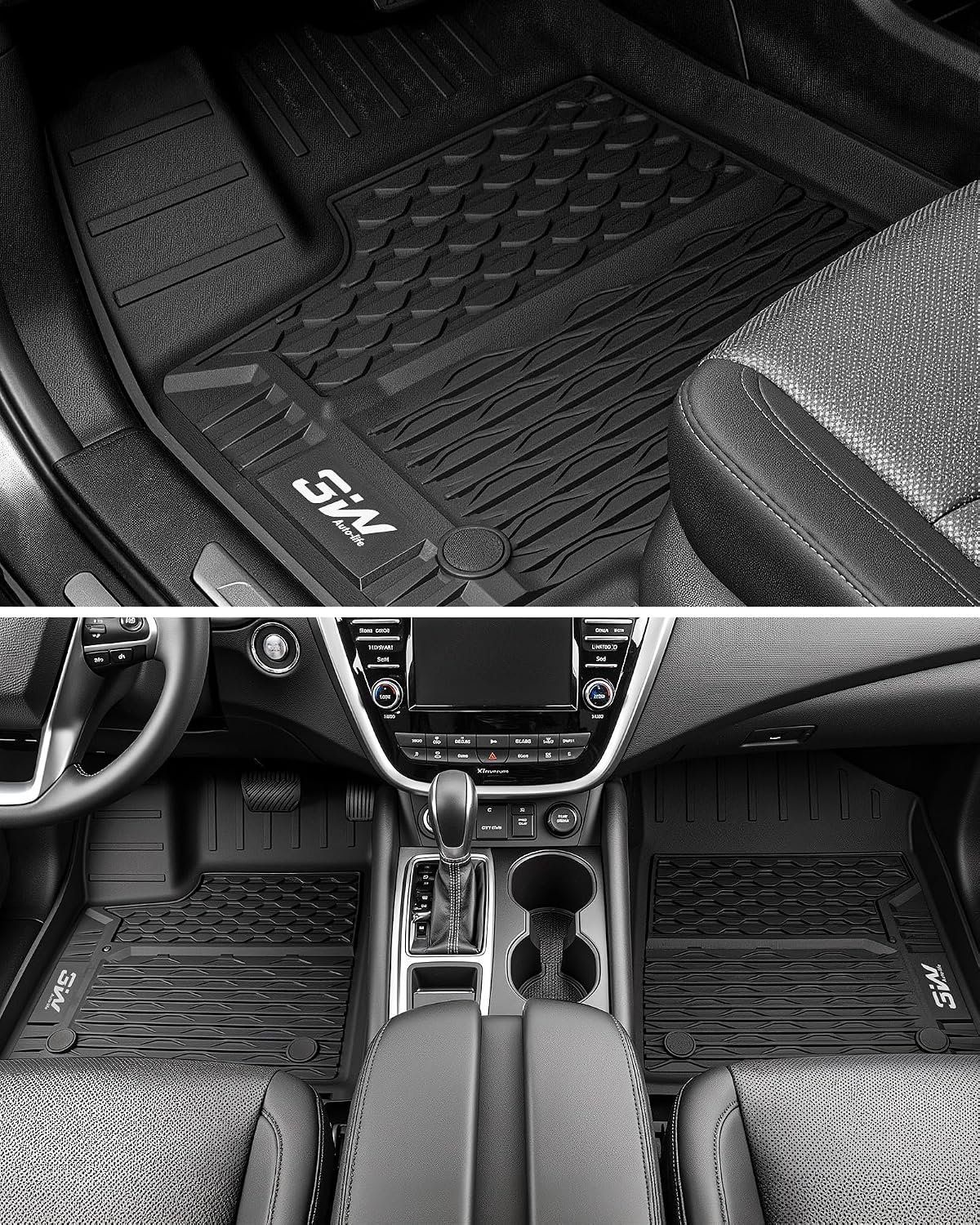 3W Floor Mats & Cargo Liner Fit Nissan Murano 2025 2026, All Weather TPE Non-Slip Custom Fit Floor Liners Set for Murano, Heavy Duty Automotive Protection Full Set Car Mats & Trunk Mat, Black