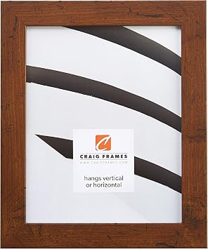 Craig Frames 24x36 Picture Frame, Distressed Brown, Bauhaus 125 Series, 1 1/4 Inch Wide Eco-Friendly Engineered Wood Moulding, Plexiglass and Backing Included, Wall Display Frame for Art and Posters