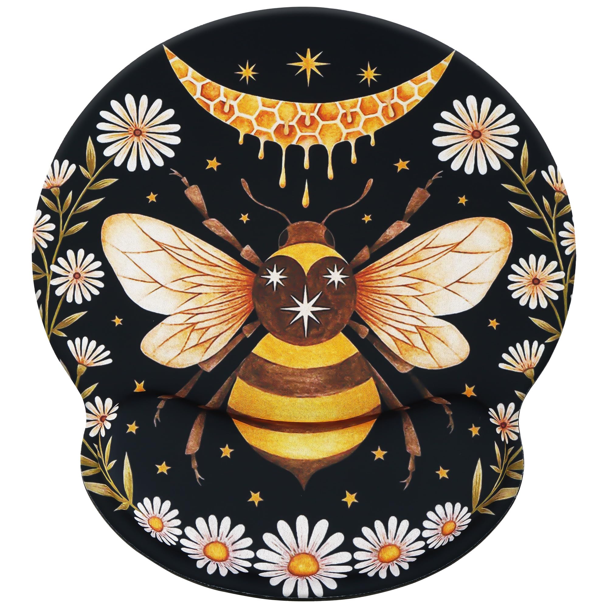CAIRIAC Mouse Pads with Wrist Rests, Honey Bee Non Slip Rubber Base Mousepads for Easy Gaming, Bee Mouse Wrist Rest Pads for Computer Laptop